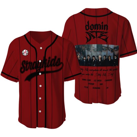 Stray Kids DominATE World Tour Baseball Jersey, Stray Kids World Tour 2025 Baseball Jersey Kpop Jersey Baseball, SKZ Merch, All-Over-Print
