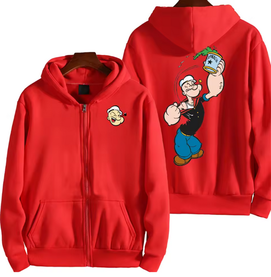 Men Popeye Double Sided Zip Hoodie | Gift | Cartoon