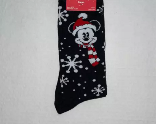 Men's Disney Christmas Disney Mickey Mouse Novelty Black Crew Socks