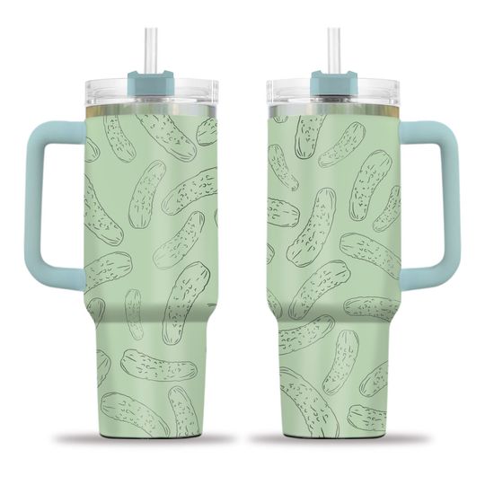Discover 40oz Pickle Tumbler with Lid and Straw, Food Tumbler, Pickle Gifts