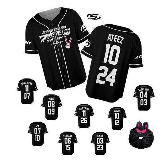 Ateez World Tour 2025 Baseball Jersey, Ateez Towards The Light: Will To Power Shirt, ATEEZ Concert Shirt, ATEEZ Merch, Atiny Gift, Kpop Gift