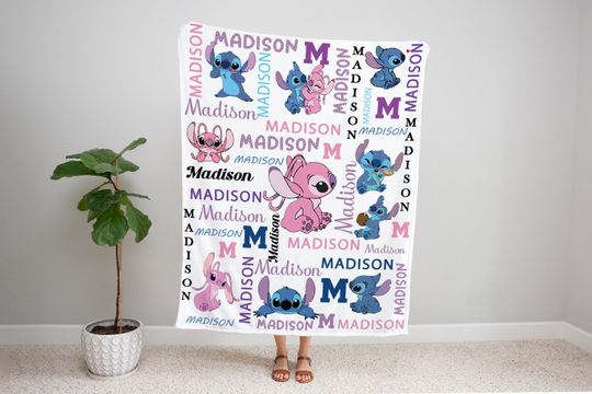 Custom Stitch Blanket, Christmas stich , Disney Blanket, Custom Name Blanket, Disney Trip Blanket, Birthday Gift, Christmas, Stitch Blanket