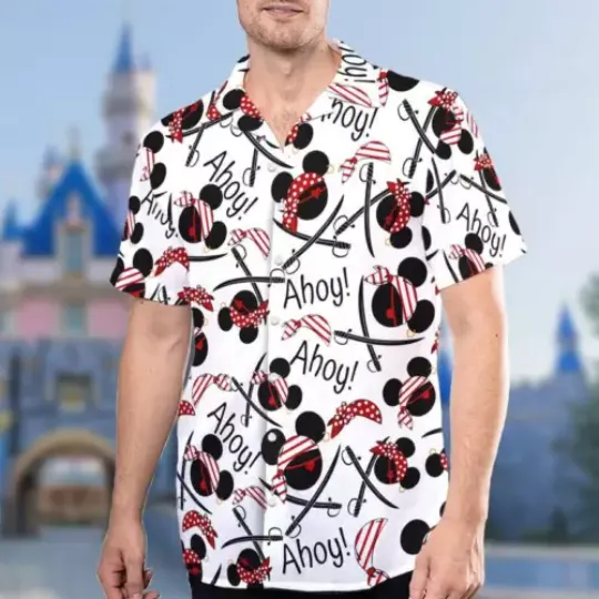 Mickey Mouse Cruise Pirate Hawaii Shirt Pirates of the Caribbean Ahoy Button-Up