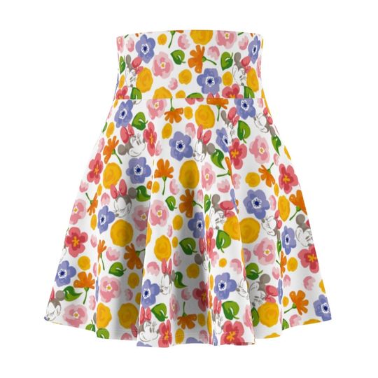 Floral Minnie Mouse Skirt -  Disney Bounding - Garden Minnie Mouse - Women's Skater Skirt
