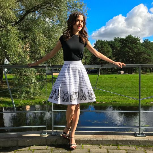 A-Line Alice in Wonderland Winter Skirt, Cheshire Cat Skirt, Queen of Heart Skirt, Mad Tea-Party, Queen's Croquet-Ground, BBQ Skirt, Party