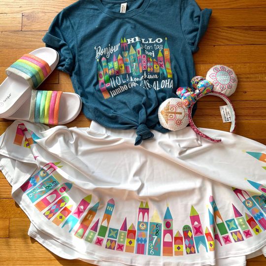 Small World Hello Skirt Disney Ride Disney Vacation Skater Skirt