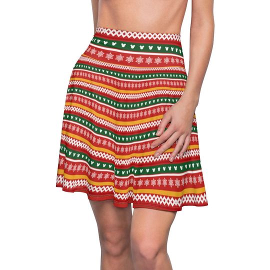 Disney Christmas Pattern Skirt-  Holiday Skirt- Disney Skirt - Women's Skater Skirt