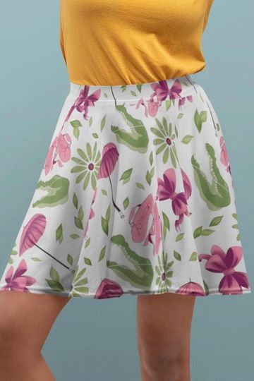 Haunted Mansion Skater Skirt, Tightrope Walker Painting, Spooky Halloween Clothing, Women's Fashion, Gothic Apparel