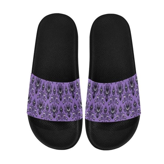 Haunted Mansion Wallpaper Slip On Sandals | Haunted Mansion Sandals | Disney Sandals | Disney Slip On Shoes | Haunted Mansion Slides