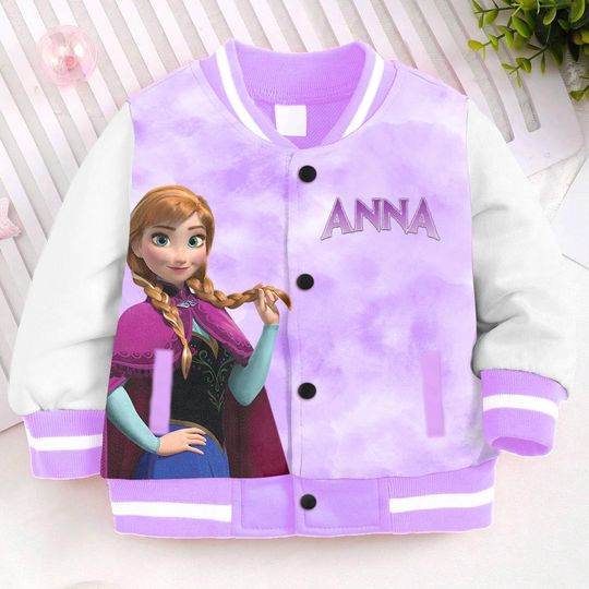 Anna Watercolor Kids and Youth Baseball Jacket, Aldult Unisex Varsity Baseball Jacket