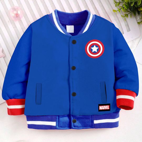 Captain America Costume Kids and Youth Baseball Jacket, Aldult Unisex Varsity Baseball Jacket