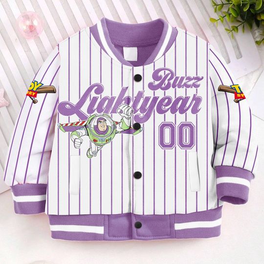 Custom Name And Number Buzz Lightyear Kids and Youth Baseball Jacket, Aldult Unisex Varsity Baseball Jacket