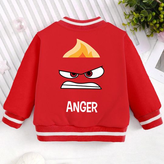 Anger Inside Out Kids and Youth Baseball Jacket, Aldult Unisex Varsity Baseball Jacket