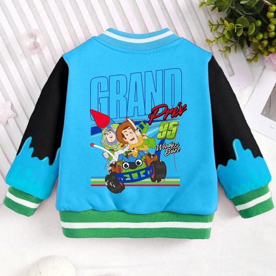 Toy Story Buzz Woody Grand Car Kids and Youth Baseball Jacket, Aldult Unisex Varsity Baseball Jacket