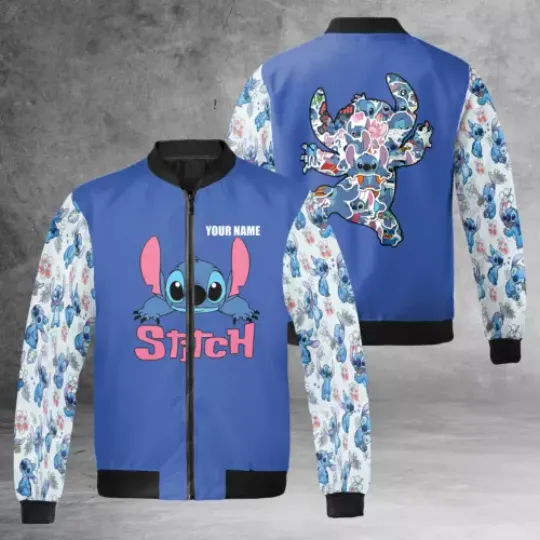 Personalized Cute Stitch Tropical Hibiscus Flowers Lilo & Stitch Jacket