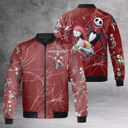 Jack Skellington & Sally Nightmare Couple True Love Never Dies Bomber Jacket
