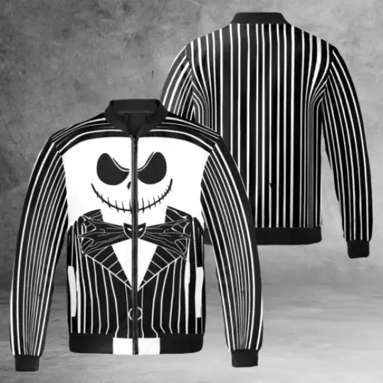 Jack Skellington Cosplay Costume Nightmare Before Christmas Black & White Jacket