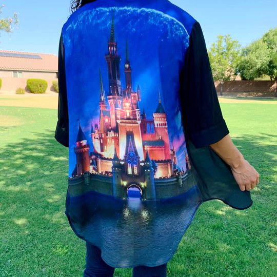 Discover Disney Castle Chiffon Kimono | Disney Kimono | Disney Top | Disney Swimwear | Disney Cover Up | Disney Beach Wear | Disney Swimwear