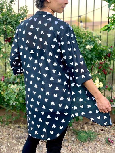 Black Mickey Heads Chiffon Kimono | Disney Kimono | Mickey Cover Up | Disney Cover Up | Disney Beach Wear | Disney Swimwear | Mickey Dress