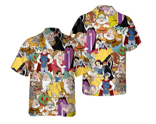 Snow White And Seven Dwarfs Hawaii Shirt, Happy Dopey Grumpy Evil Queen Shirt & Short, Gift For Girls, Disney Princess, Disneyland Girl Trip