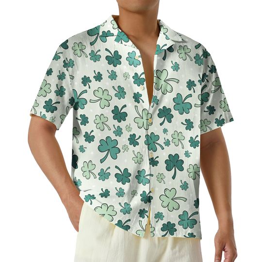 Shamrock St Patricks Day Hawaiian Shirt, Clover Button Up Shirt, Irish Day Shirt, Happy St Patrick's Day Gift, St Patty's Lucky Shirt