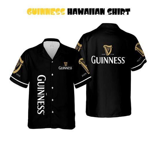 Guinness Hawaiian Shirt, Guinness Beer Hawaiian Shirt, Guinness Button Shirt, Shirt For Adult Youth, Gift For Party, Hawaiian Shirt