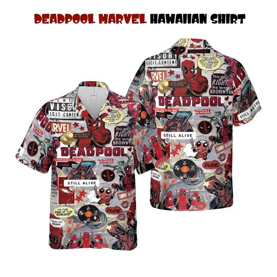 Deadpool Hawaiian Shirt, Deadpool Movie Hawaiian Shirt, Deadpool Button Shirt, Shirt For Adult Youth, Gift For Party, Hawaiian Shirt