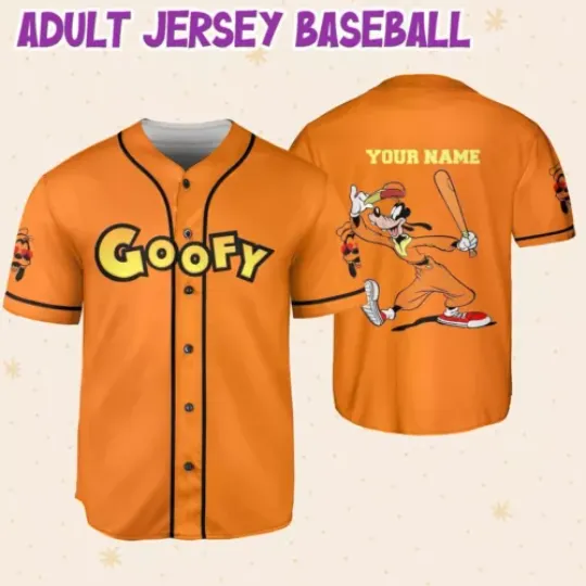 Personalized Goofy Playing Baseball Goofy Lovers Orange 3D Baseball Jersey Shirt