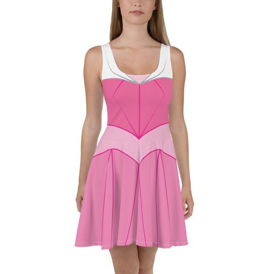 Sleeping Beauty Princess Pink Dress Cosplay Skater Dress / Running Costume