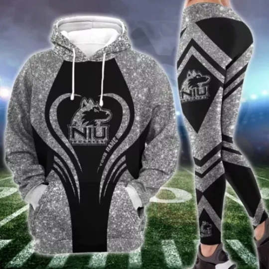 Personalized Northern Huskies Hoodie Leggings, Game Day Football 3D Hoodie Leggings