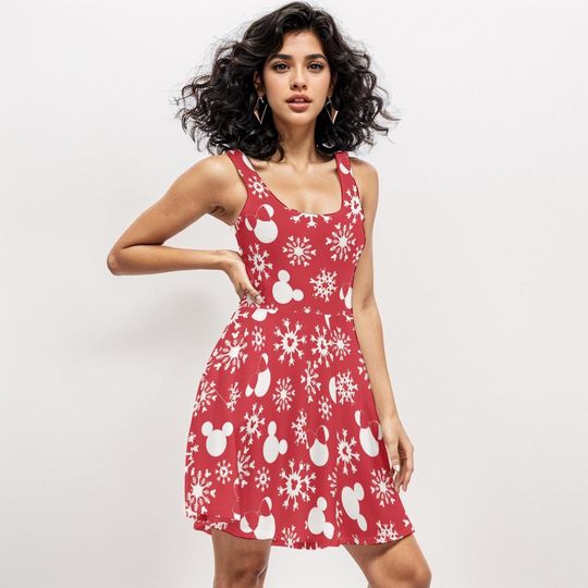 Mickey Christmas Party Dress ,Winter Mickey Dress, Holiday Mickey Dress
