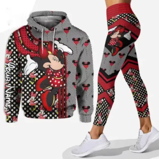 Minnie Mouse 3D Hoodie Leggings, Personalized Minnie Hoodie and Leggings, Disney Minnie 3D Hoodie Leggings