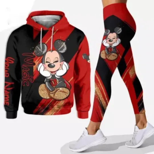 Personalized Mickey Hoodie Leggings, Disney Mickey 3D Hoodie Leggings