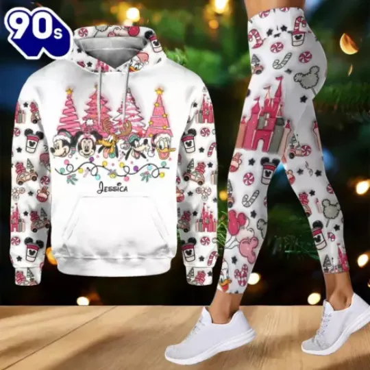 Personalized Mickey 3D Hoodie Leggings, Disney Mickey And Friend Christmas 3D Hoodie Leggings