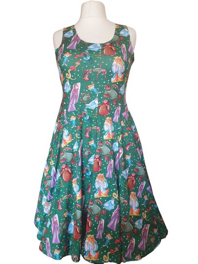 Robin Hood inspired print skater dress- Sizes S- 5XL plus size