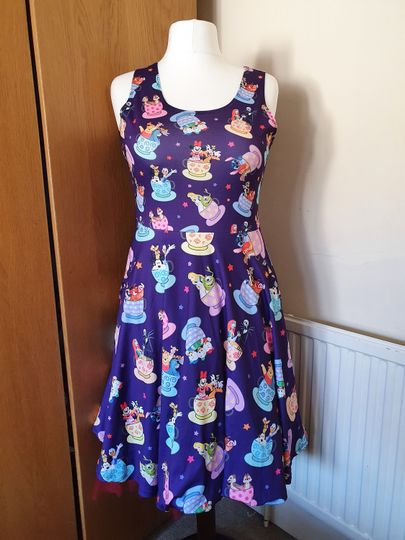 Teacups ride parks inspired print skater dress- Sizes S- 5XL plus size