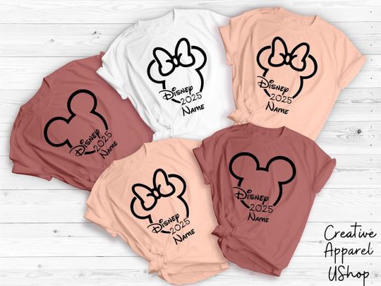 Custom Name Disney Family Vacation 2025 Matching Shirts, Disney World Group Shirts, Personalized Disneyland Trip Shirts, Disney Squad Shirts