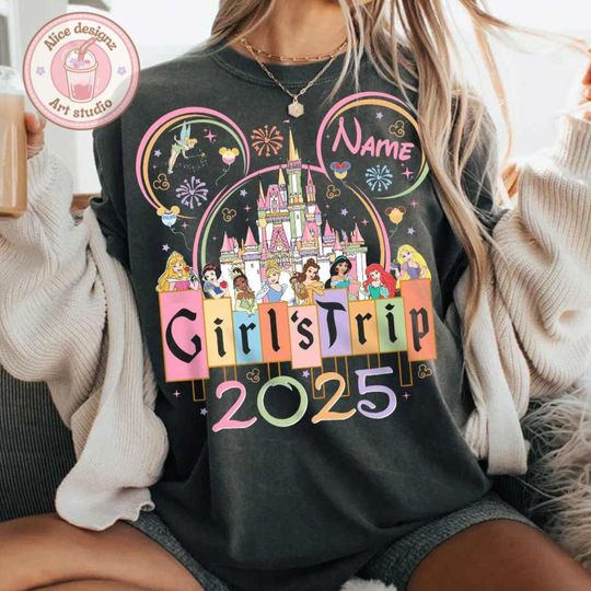 Personalized Disney Girls trip 2025 shirt, Disney Princess Bestie Best friends matching shirts, Magic Kingdom WDW Disneyland group shirts