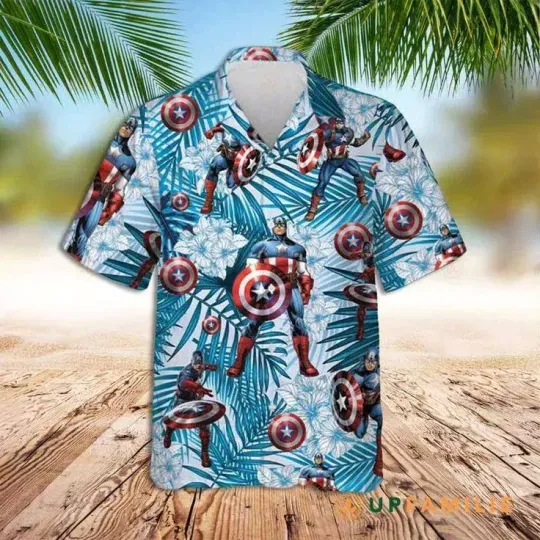 Captain America Amazing Superhero Movie Floral Tropical Leaves 3D HAWAII SHIRT