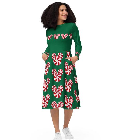 Very Merry Christmas Party Dress, Very Merry Party Outfit, Women Christmas Dress long sleeve midi dress