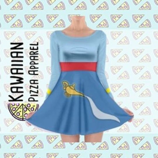 Genie Aladdin Inspired Long Sleeve Skater Dress