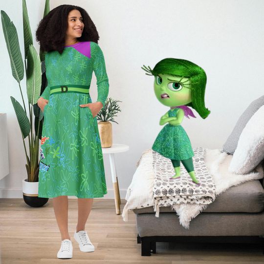 Disgust Costume dress, Disgust inside Out Dress Womens, Teacher Funny Cosplay, Disney Adult Outfit All Day, Funny Dress, Plus Size Available