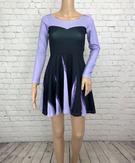 Ursula Inspired Long Sleeve Skater Dress