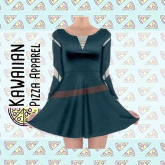 Merida Inspired Long Sleeve Skater Dress