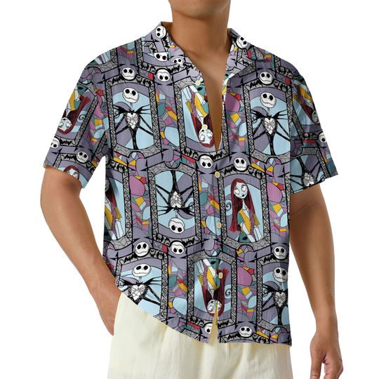 Jack And Sally Hawaiian Shirt, Jack Skellington Button Up Shirt, Nightmare Before Christmas Shirt, Movie Lover Gift, Christmas Gift