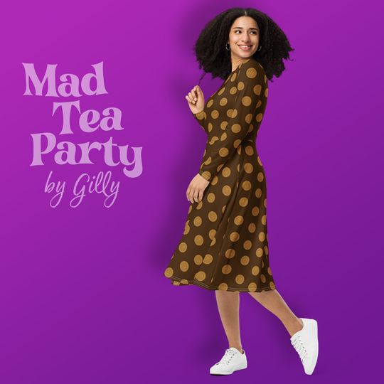 Pirate treasure long sleeve midi dress with pockets