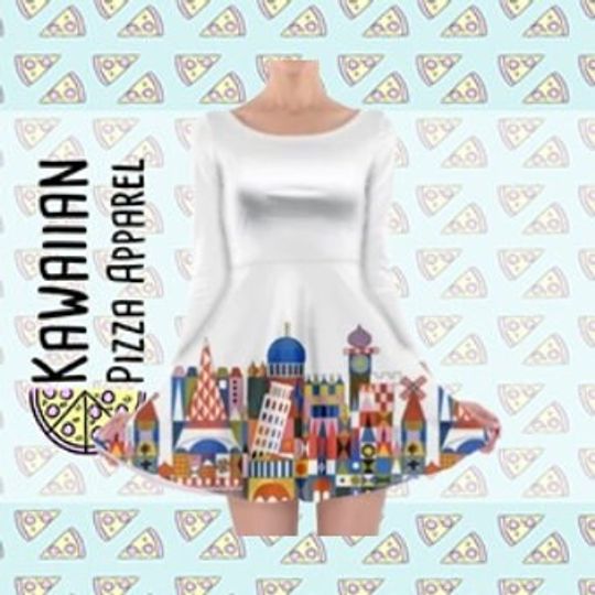 It's A Small World Inspired Long Sleeve Skater Dress