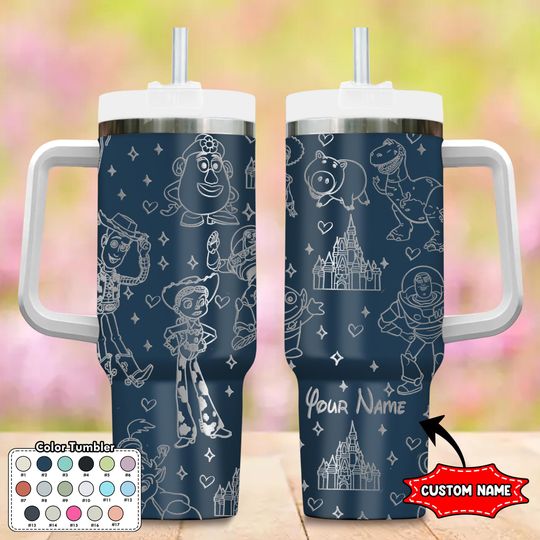 Custom Toy Movie 40oz Tumbler, Cartoon Characters 40oz Tumbler, Magic Castle Cup Gift, Magic Kingdom Handle Stainless Steel Tumbler