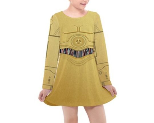 Kid's C3PO   Inspired Long Sleeve Dress