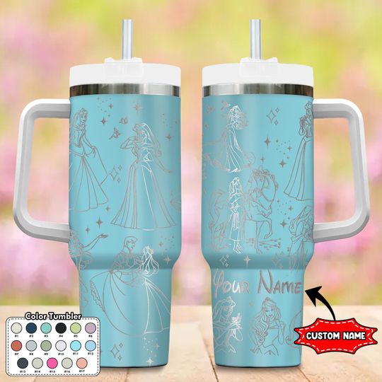 Custom Aurora Princess Tumbler, Sleeping Beauty 40oz Tumbler, Cartoon Cup, Magic Kingdom Handle Stainless Steel Tumbler, Princess Tumbler
